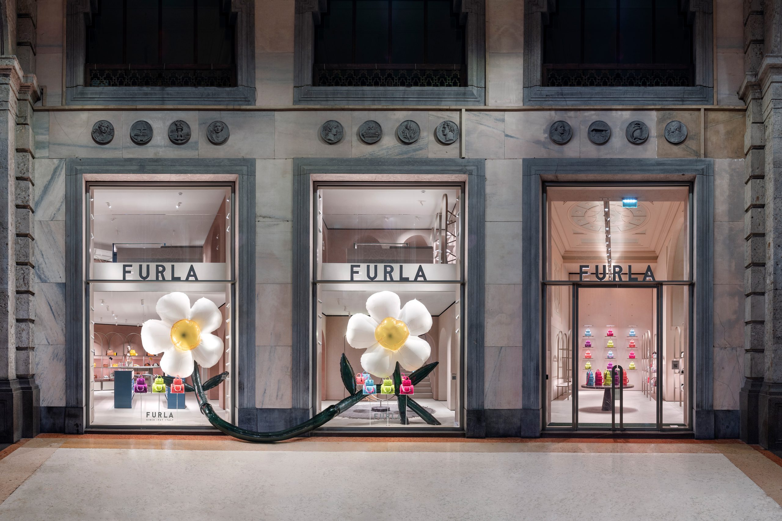Furla Milan's flagship store facade at Piazza del Duomo